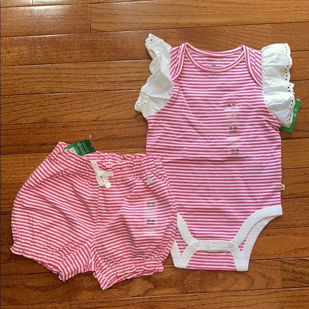 GAP Baby Pink Striped Kids Outfit Set